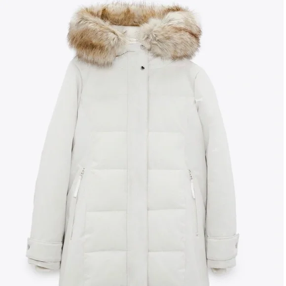 Zara Fur-Trimmed Long Winter Parka - Picture 3 of 12